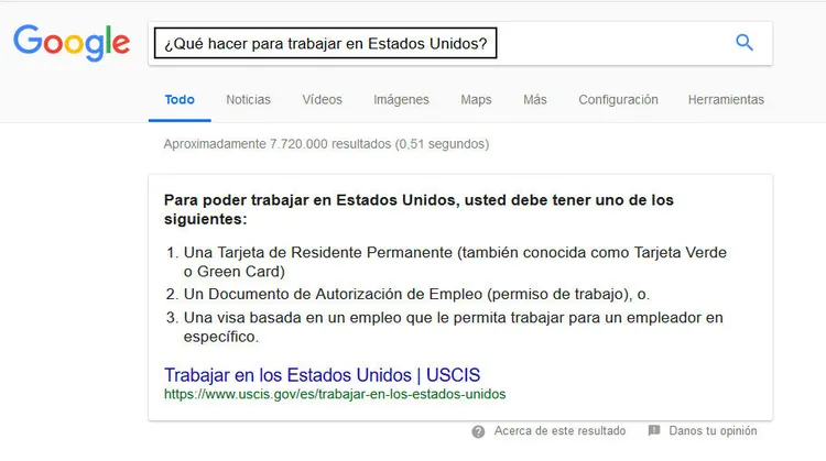 Fragmento destacado de Google