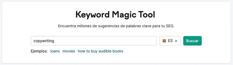 Keyword Magic Tool para sugerencias palabras clave SEO de copywriting