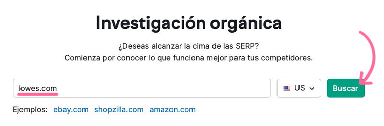 Página de investigación orgánica con filtro de SERP Features expandido