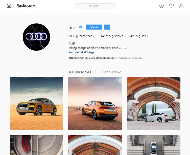 Likes en Instagram - Audi
