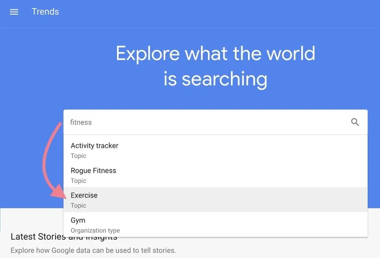 búsqueda de fitness en Google Trends