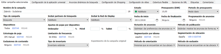 Configuraciones a nivel de campaña en Google Ads