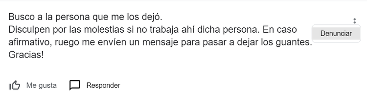 Reseña cliente botón denunciar reportar respuesta incorrecta