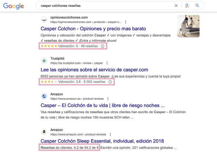 Casper ha obtenido artículos en Trustpilot, Amazon y otras webs de opiniones de colchones