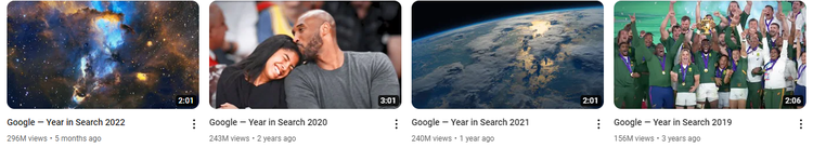 Vídeos YouTube "El año en la búsqueda" de Google