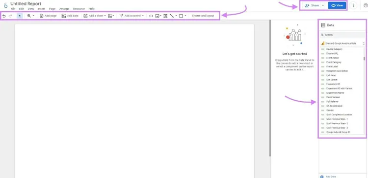 El editor de Looker Studio