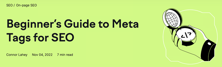 Ejemplo de título adecuado para principiantes del blog de Semrush "Guía para principiantes sobre metaetiquetas para SEO"