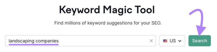 "vestido con bolsillos" introducido en la barra de búsqueda de Keyword Magic Tool