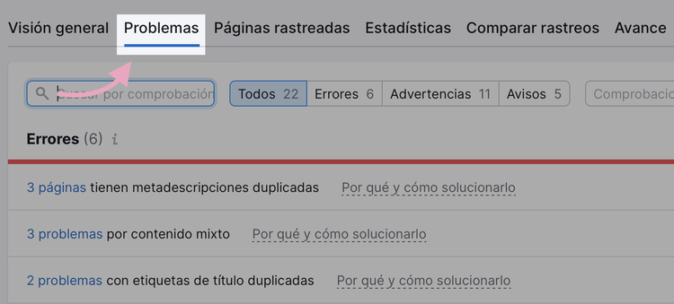 Identifica los problemas en tu auditoria