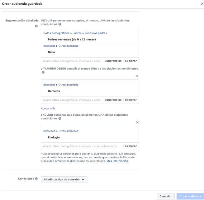 Instagram ads - audiencia excluída