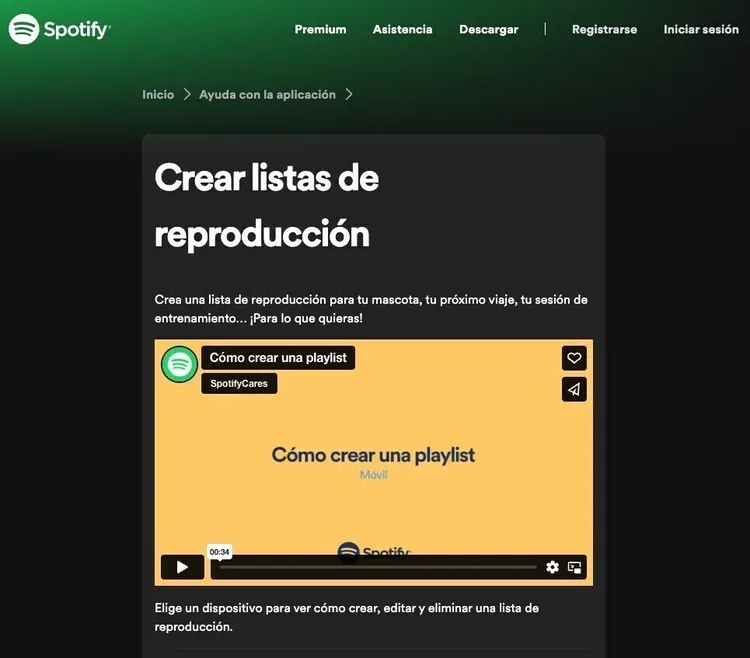 Artículo ayuda Spotify con video sobre crear playlists