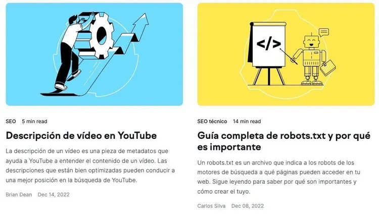 Semrush blog artículos descripción video YouTube robots.txt