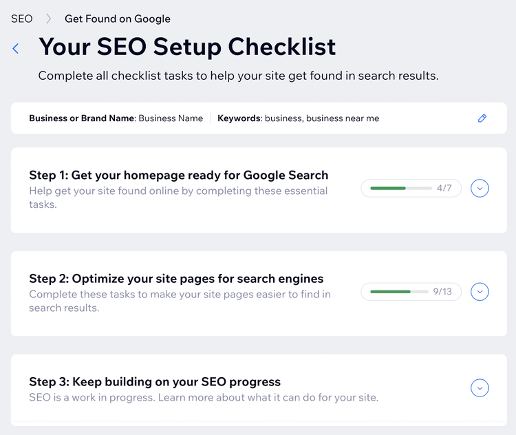 Checklist de configuración SEO