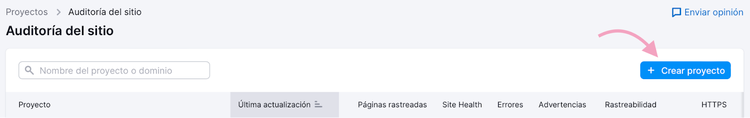 Crear un proyecto en Semrush