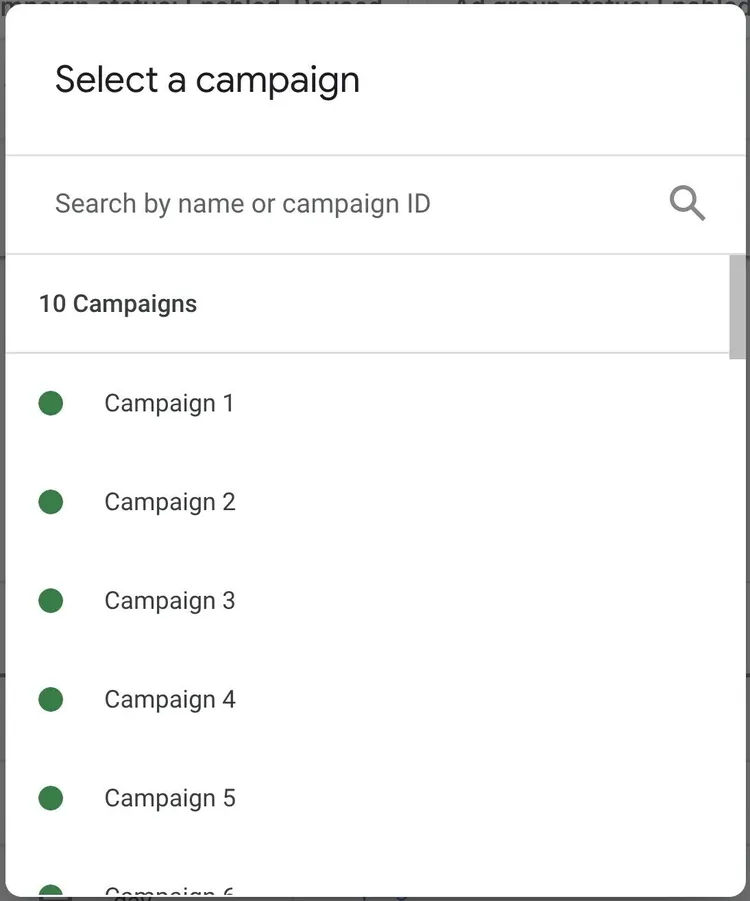selecciona una campaña