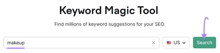 "dentista" introducido en la barra de búsqueda de Keyword Magic Tool