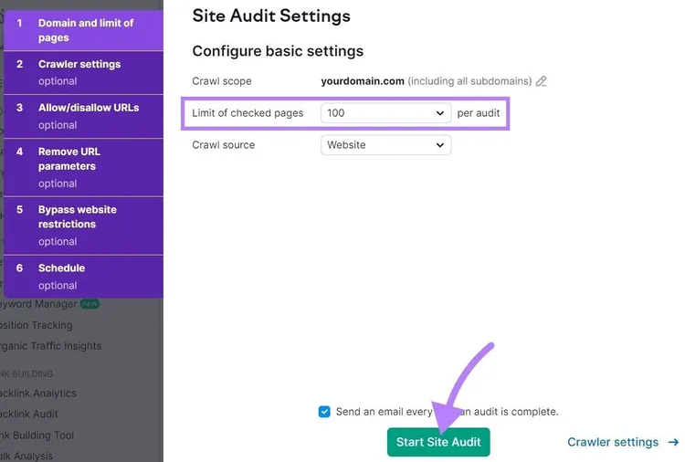 Iniciar la ventana Configuración de la auditoría