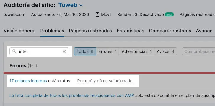 busca enlaces internos