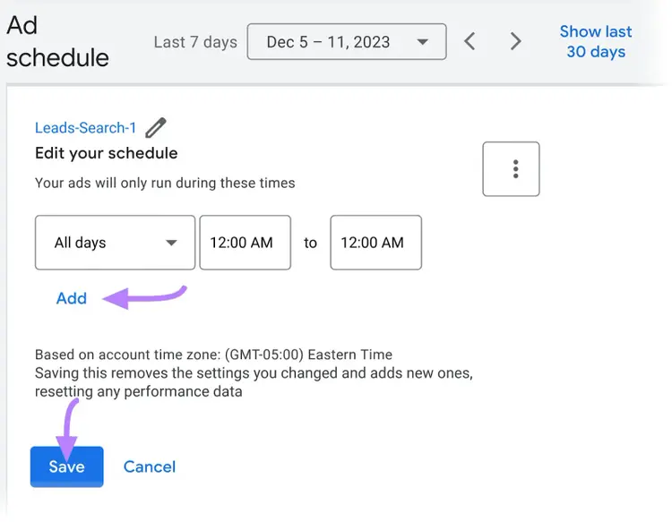 Editar el calendario de anuncios