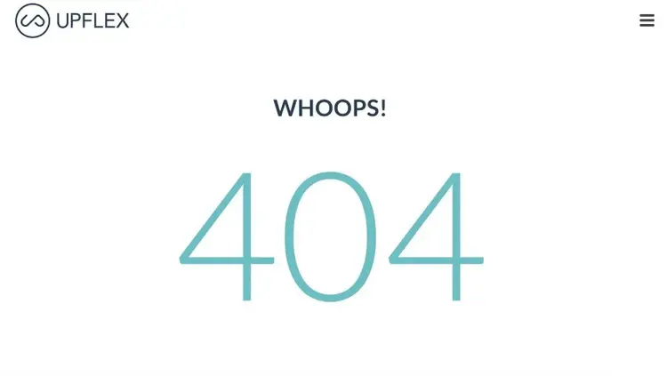 Página de error 404 de Upflex