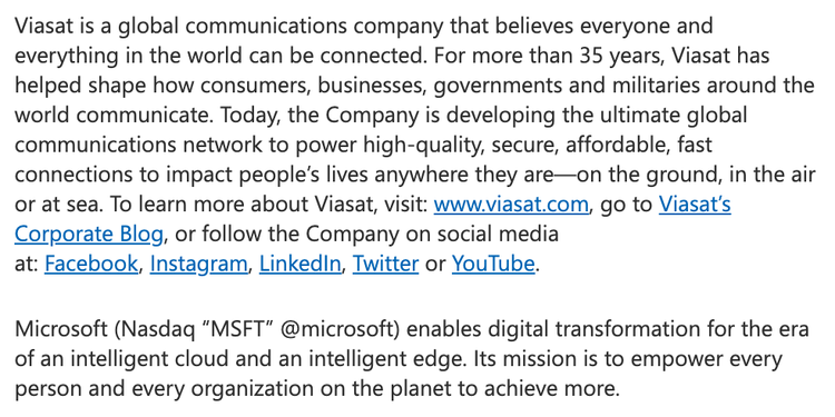 Viasat y las calderas de Microsoft