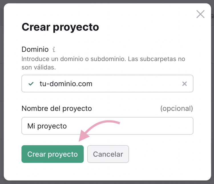 Crea y dale un nombre a tu proyecto