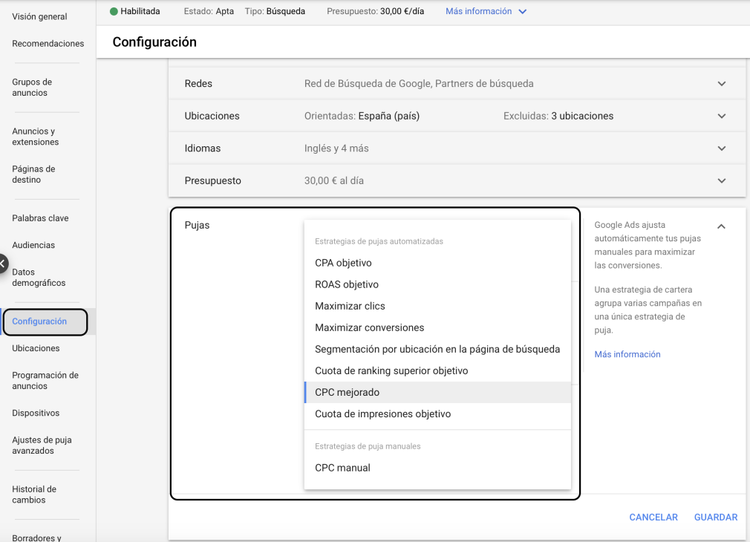 Estrategias de puja para nuestras campañas en Google Ads
