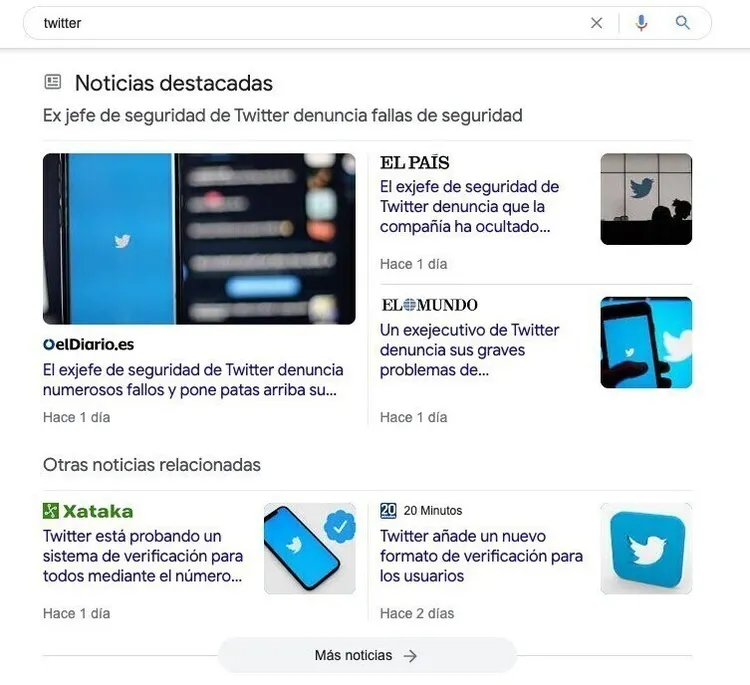 Noticias destacadas en resultados búsqueda Google
