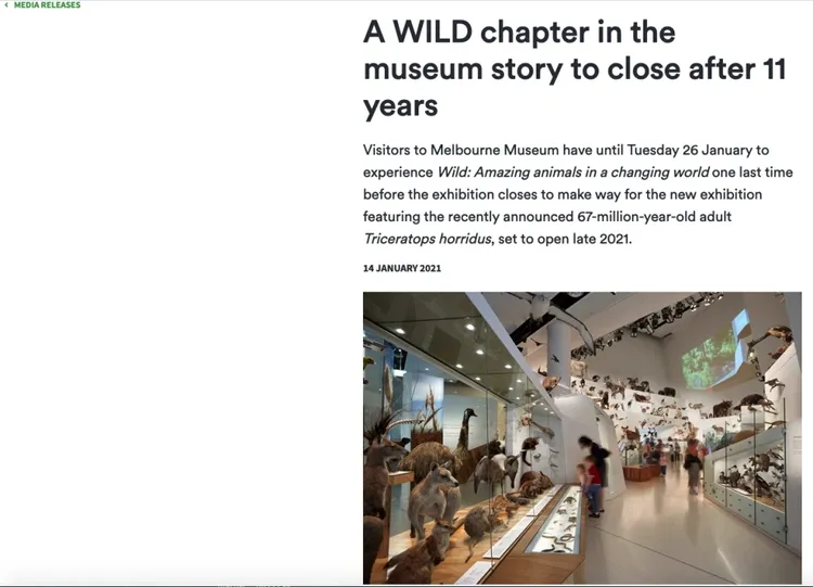 comunicado de prensa del museo de melbourne