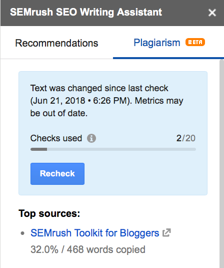 Asistente de escritura SEO de Semrush