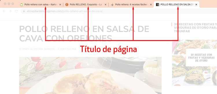 Títulos visibles en pestañas navegador de múltiples páginas