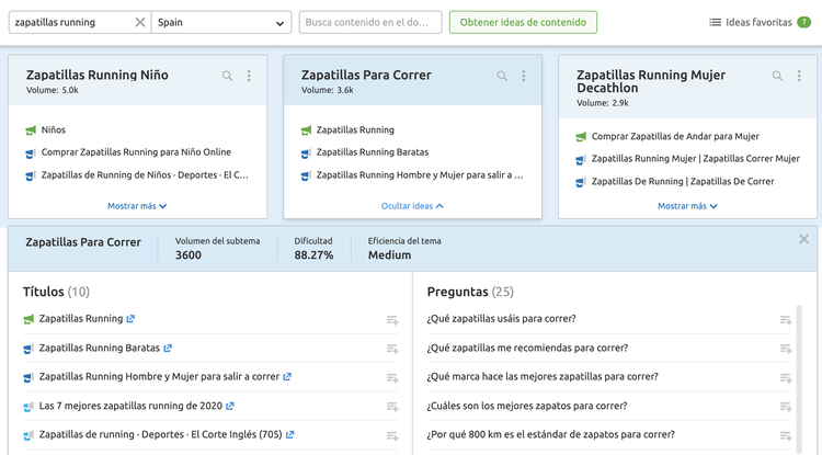 Herramienta Topic Research de SEMrush