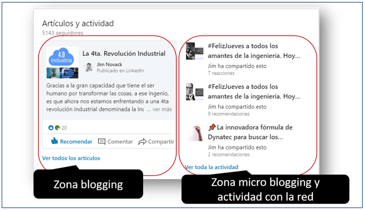 Estrategia de contenidos en LinkedIn - Actividad del perfil