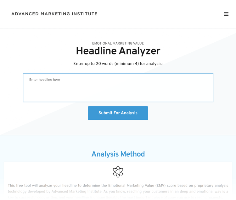 Advanced Marketing Institute – Headline analyzer