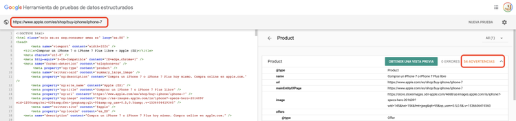 Datos estructurados incorrectos - Apple