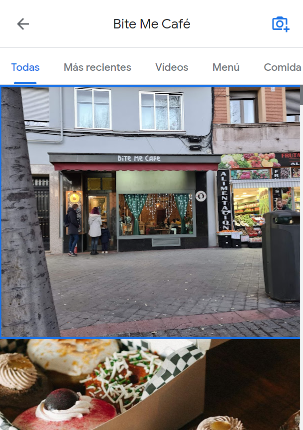 Google Business galería fotos Bite Me Café exterior comida