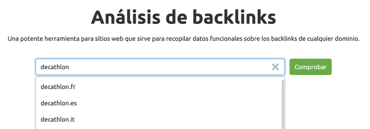Backlinks Enter Domain screenshot