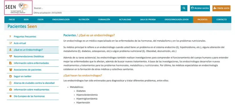 Página de resultados de SEEN