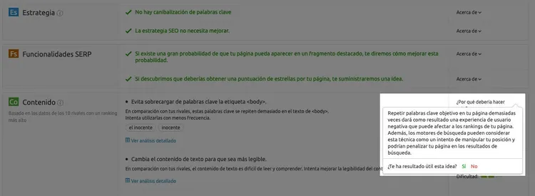 Ideas optimización con explicaciones detalladas sobre valor SEO cambios propuestos