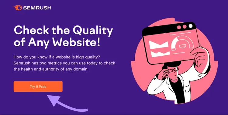 Una CTA en la sección "above the fold" de Semrush