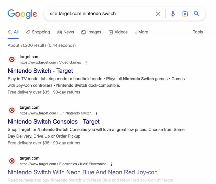 site:target.com resultados de nitendo switch