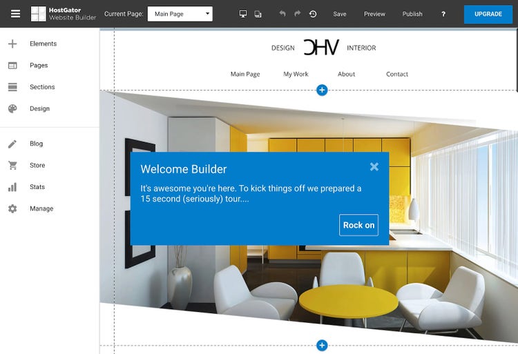 Interfaz de Gator Website Builder