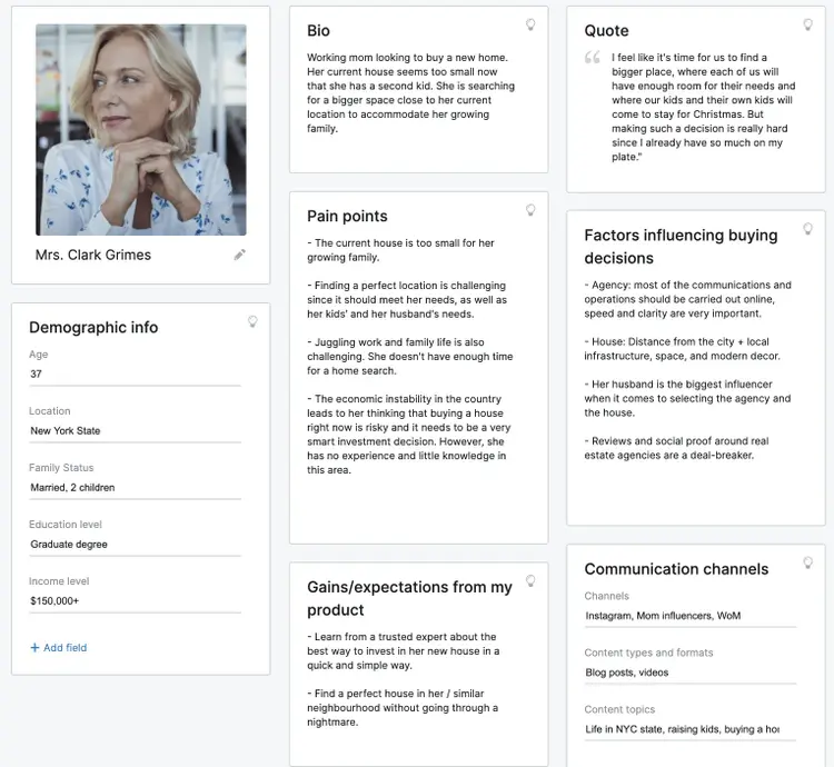 Buyer persona construido con la herramienta Semrush Persona