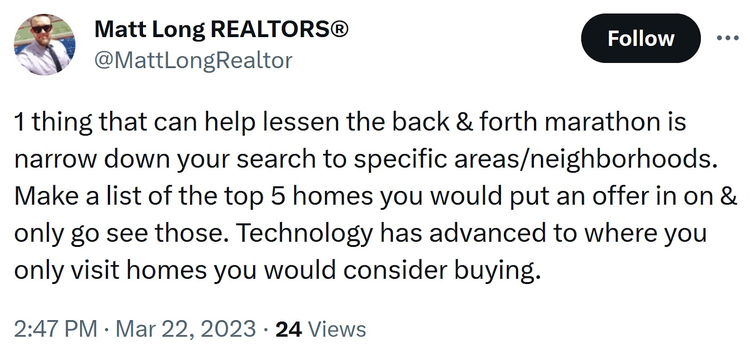 Un post en X de "Matt Long REALTORS"