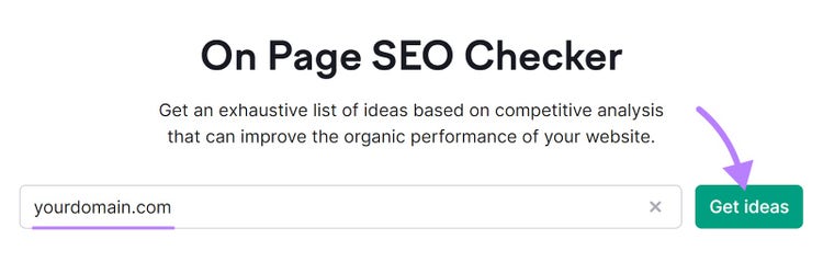 Botón "Obtener ideas" del Comprobador SEO On-Page