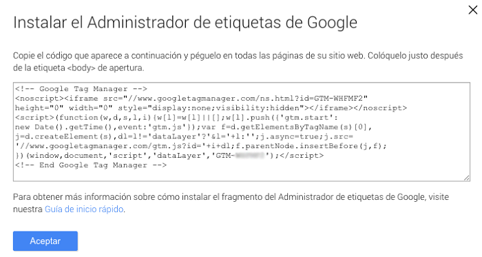 Administrador de etiquetas de Google
