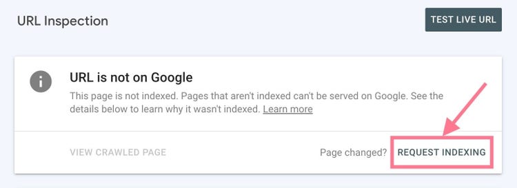 inspección de url de la consola de búsqueda de google
