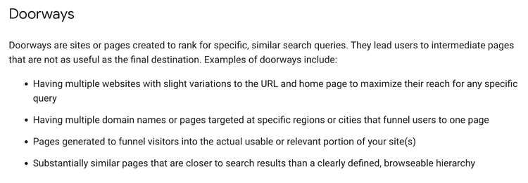 Explicación de las páginas de entrada de Google