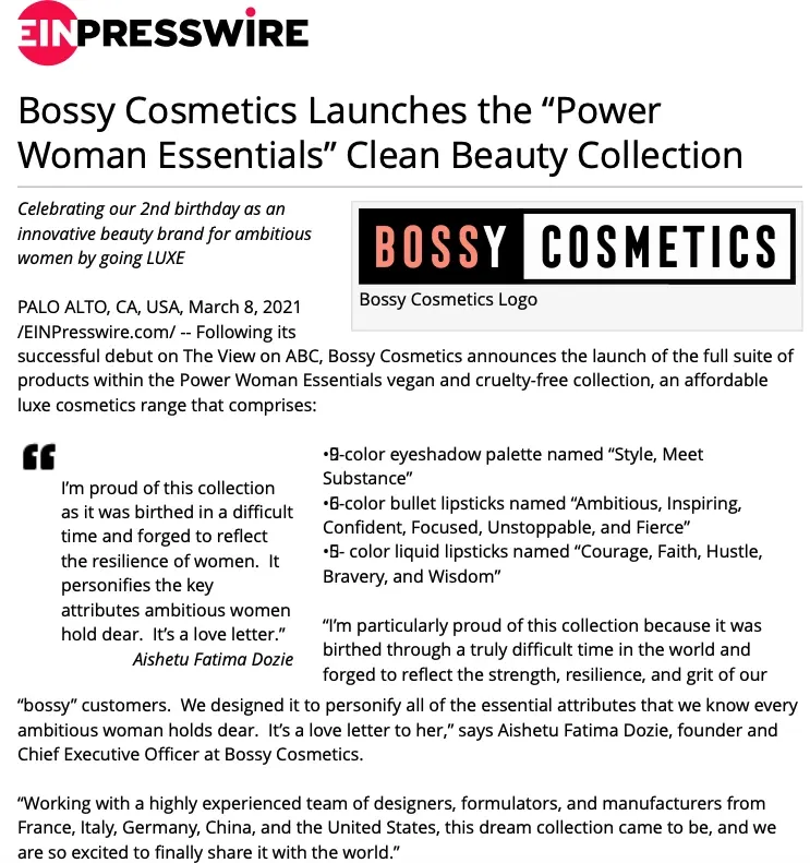 lanzamiento de cosméticos bossy