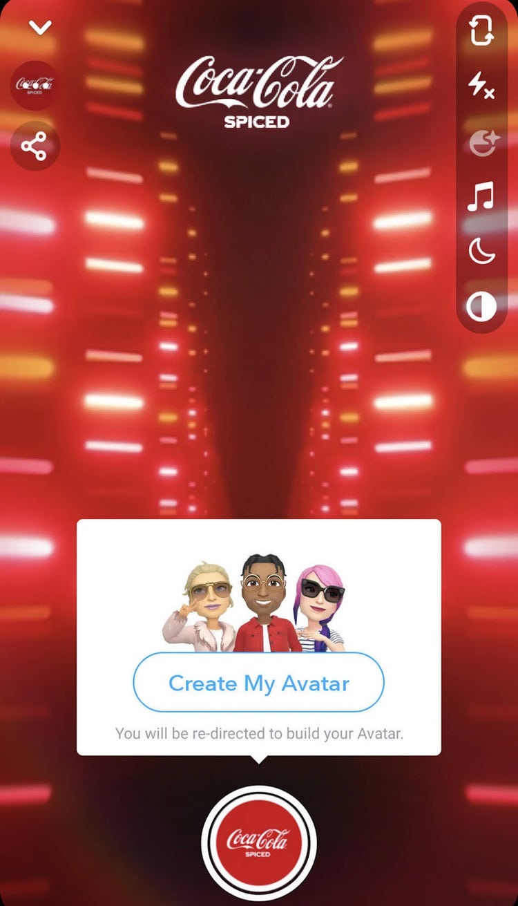 Un anuncio de realidad aumentada de Coca-Cola en Snapchat
